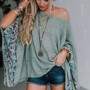 Layered oversized kimono three birds nest